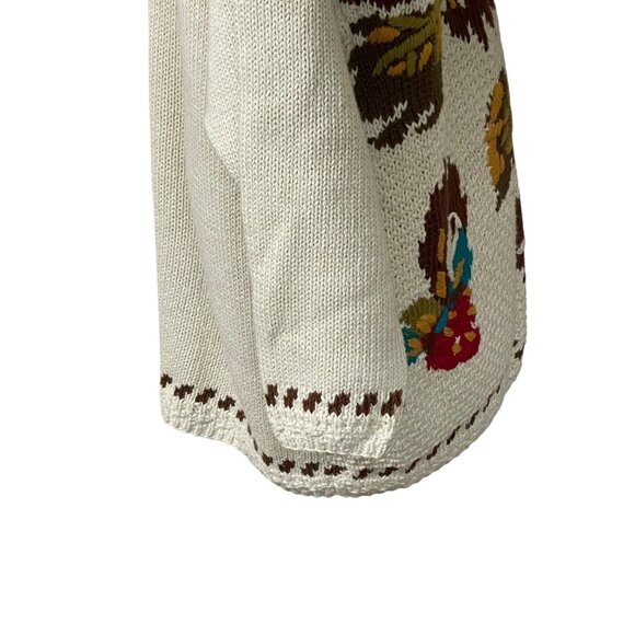 Vintage SK Wear Floral Knit Cardigan Sweater 2X Beige With Zipper 55% Ramie 45% - Picture 12 of 14